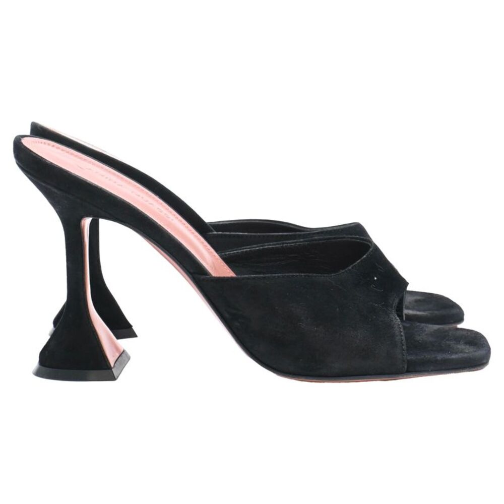 Amina Muaddi Lupita Sandals in Black Suede